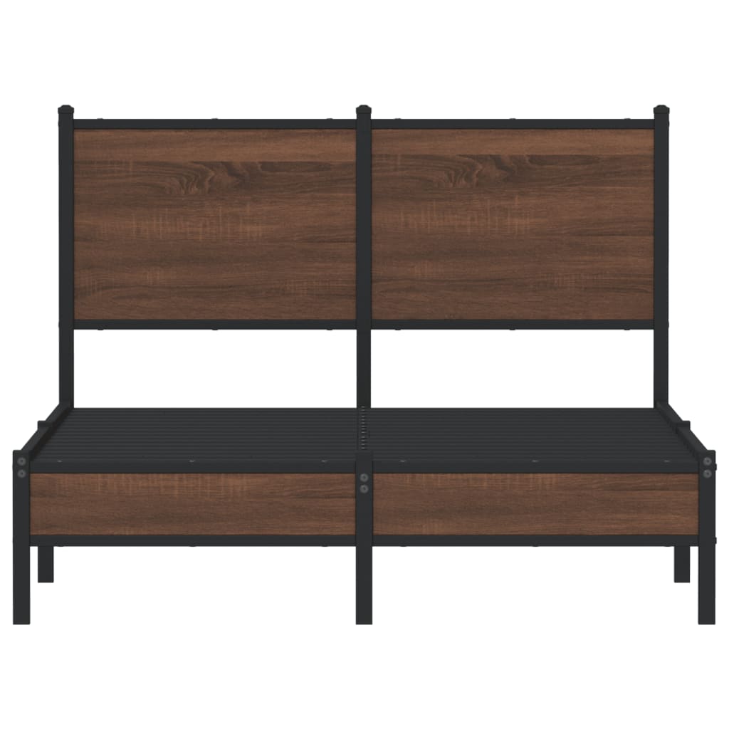 Bettgestell mit Kopfteil Metall Braun Eichen-Optik 120x190 cm