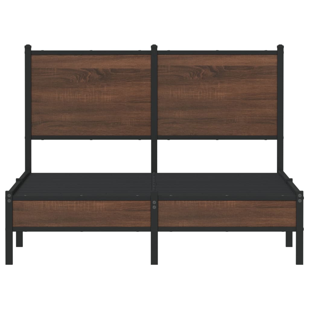 Bettgestell mit Kopfteil Metall Braun Eichen-Optik 120x200 cm