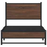 Thumbnail for Bettgestell mit Kopfteil Metall Braun Eichen-Optik 80x200 cm