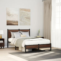 Thumbnail for Bettgestell mit Kopfteil Metall Braun Eichen-Optik 120x200 cm