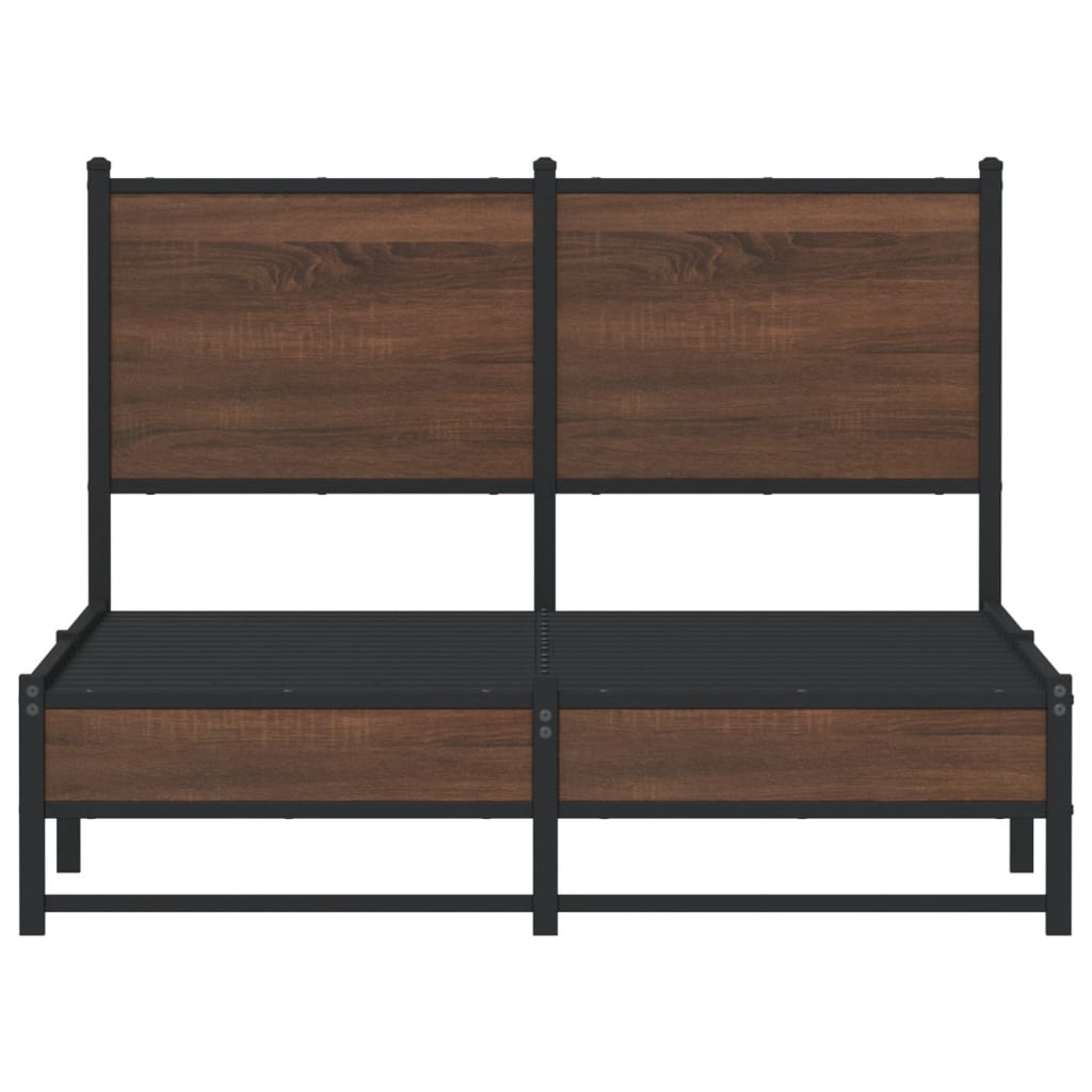 Bettgestell mit Kopfteil Metall Braun Eichen-Optik 120x200 cm