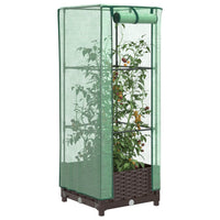 Thumbnail for Hochbeet mit Gewächshaus-Aufsatz Rattan-Optik 40x40x123 cm