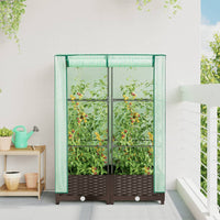 Thumbnail for Hochbeet mit Gewächshaus-Aufsatz Rattan-Optik 80x40x123 cm