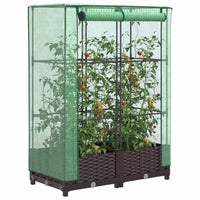 Thumbnail for Hochbeet mit Gewächshaus-Aufsatz Rattan-Optik 80x40x123 cm