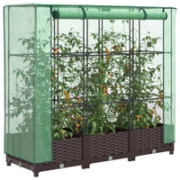 Thumbnail for Hochbeet mit Gewächshaus-Aufsatz Rattan-Optik 120x40x123 cm