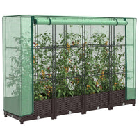 Thumbnail for Hochbeet mit Gewächshaus-Aufsatz Rattan-Optik 160x40x123 cm