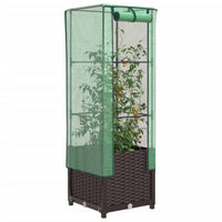 Thumbnail for Hochbeet mit Gewächshaus-Aufsatz Rattan-Optik 40x40x139 cm