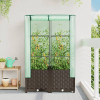 Thumbnail for Hochbeet mit Gewächshaus-Aufsatz Rattan-Optik 80x40x138 cm