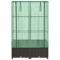 Thumbnail for Hochbeet mit Gewächshaus-Aufsatz Rattan-Optik 80x40x138 cm