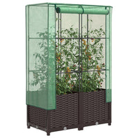 Thumbnail for Hochbeet mit Gewächshaus-Aufsatz Rattan-Optik 80x40x138 cm