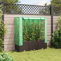 Thumbnail for Hochbeet mit Gewächshaus-Aufsatz Rattan-Optik 120x40x138 cm