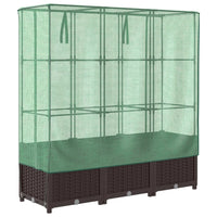 Thumbnail for Hochbeet mit Gewächshaus-Aufsatz Rattan-Optik 120x40x138 cm