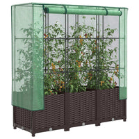 Thumbnail for Hochbeet mit Gewächshaus-Aufsatz Rattan-Optik 120x40x138 cm