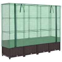 Thumbnail for Hochbeet mit Gewächshaus-Aufsatz Rattan-Optik 160x40x138 cm