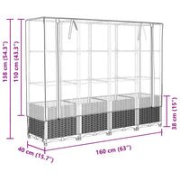 Thumbnail for Hochbeet mit Gewächshaus-Aufsatz Rattan-Optik 160x40x138 cm