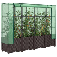Thumbnail for Hochbeet mit Gewächshaus-Aufsatz Rattan-Optik 160x40x138 cm