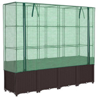 Thumbnail for Hochbeet mit Gewächshaus-Aufsatz Rattan-Optik 160x40x153 cm