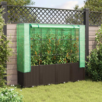 Thumbnail for Hochbeet mit Gewächshaus-Aufsatz Rattan-Optik 160x40x153 cm