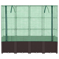 Thumbnail for Hochbeet mit Gewächshaus-Aufsatz Rattan-Optik 160x40x153 cm