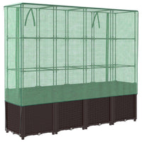 Thumbnail for Hochbeet mit Gewächshaus-Aufsatz Rattan-Optik 160x40x153 cm
