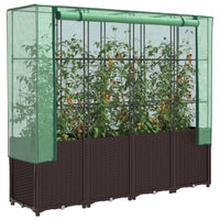 Thumbnail for Hochbeet mit Gewächshaus-Aufsatz Rattan-Optik 160x40x153 cm