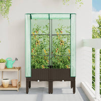 Thumbnail for Hochbeet mit Gewächshaus-Aufsatz Rattan-Optik 80x40x140 cm