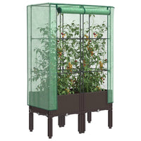 Thumbnail for Hochbeet mit Gewächshaus-Aufsatz Rattan-Optik 80x40x140 cm