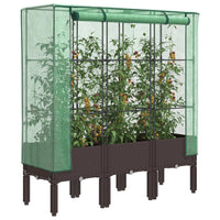Thumbnail for Hochbeet mit Gewächshaus-Aufsatz Rattan-Optik 120x40x140 cm
