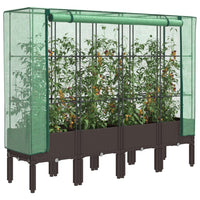 Thumbnail for Hochbeet mit Gewächshaus-Aufsatz Rattan-Optik 160x40x140 cm