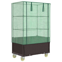 Thumbnail for Hochbeet mit Aufsatz und Rollen Rattan-Optik 80x50x182 cm
