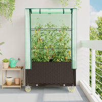 Thumbnail for Hochbeet mit Aufsatz und Rollen Rattan-Optik 80x50x182 cm