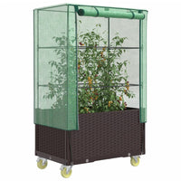 Thumbnail for Hochbeet mit Aufsatz und Rollen Rattan-Optik 80x50x182 cm