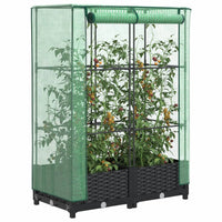 Thumbnail for Hochbeet mit Gewächshaus-Aufsatz Rattan-Optik 80x40x123 cm