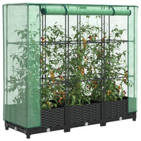 Thumbnail for Hochbeet mit Gewächshaus-Aufsatz Rattan-Optik 120x40x123 cm