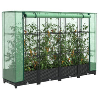Thumbnail for Hochbeet mit Gewächshaus-Aufsatz Rattan-Optik 160x40x123 cm