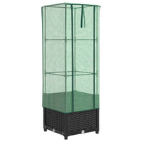 Thumbnail for Hochbeet mit Gewächshaus-Aufsatz Rattan-Optik 40x40x139 cm