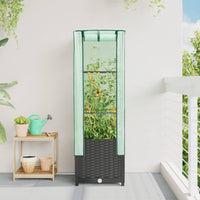 Thumbnail for Hochbeet mit Gewächshaus-Aufsatz Rattan-Optik 40x40x139 cm