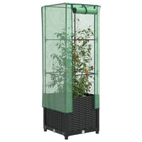 Thumbnail for Hochbeet mit Gewächshaus-Aufsatz Rattan-Optik 40x40x139 cm