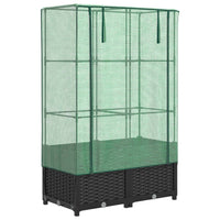 Thumbnail for Hochbeet mit Gewächshaus-Aufsatz Rattan-Optik 80x40x138 cm