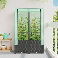 Thumbnail for Hochbeet mit Gewächshaus-Aufsatz Rattan-Optik 80x40x138 cm