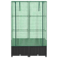Thumbnail for Hochbeet mit Gewächshaus-Aufsatz Rattan-Optik 80x40x138 cm