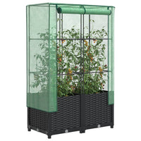 Thumbnail for Hochbeet mit Gewächshaus-Aufsatz Rattan-Optik 80x40x138 cm