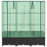 Thumbnail for Hochbeet mit Gewächshaus-Aufsatz Rattan-Optik 120x40x138 cm