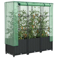 Thumbnail for Hochbeet mit Gewächshaus-Aufsatz Rattan-Optik 120x40x138 cm