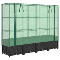 Thumbnail for Hochbeet mit Gewächshaus-Aufsatz Rattan-Optik 160x40x138 cm