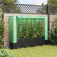 Thumbnail for Hochbeet mit Gewächshaus-Aufsatz Rattan-Optik 160x40x138 cm