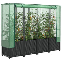 Thumbnail for Hochbeet mit Gewächshaus-Aufsatz Rattan-Optik 160x40x138 cm