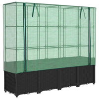 Thumbnail for Hochbeet mit Gewächshaus-Aufsatz Rattan-Optik 160x40x153 cm