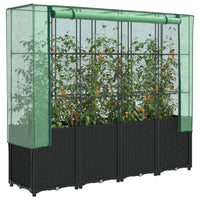 Thumbnail for Hochbeet mit Gewächshaus-Aufsatz Rattan-Optik 160x40x153 cm