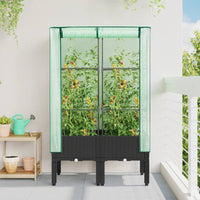 Thumbnail for Hochbeet mit Gewächshaus-Aufsatz Rattan-Optik 80x40x140 cm